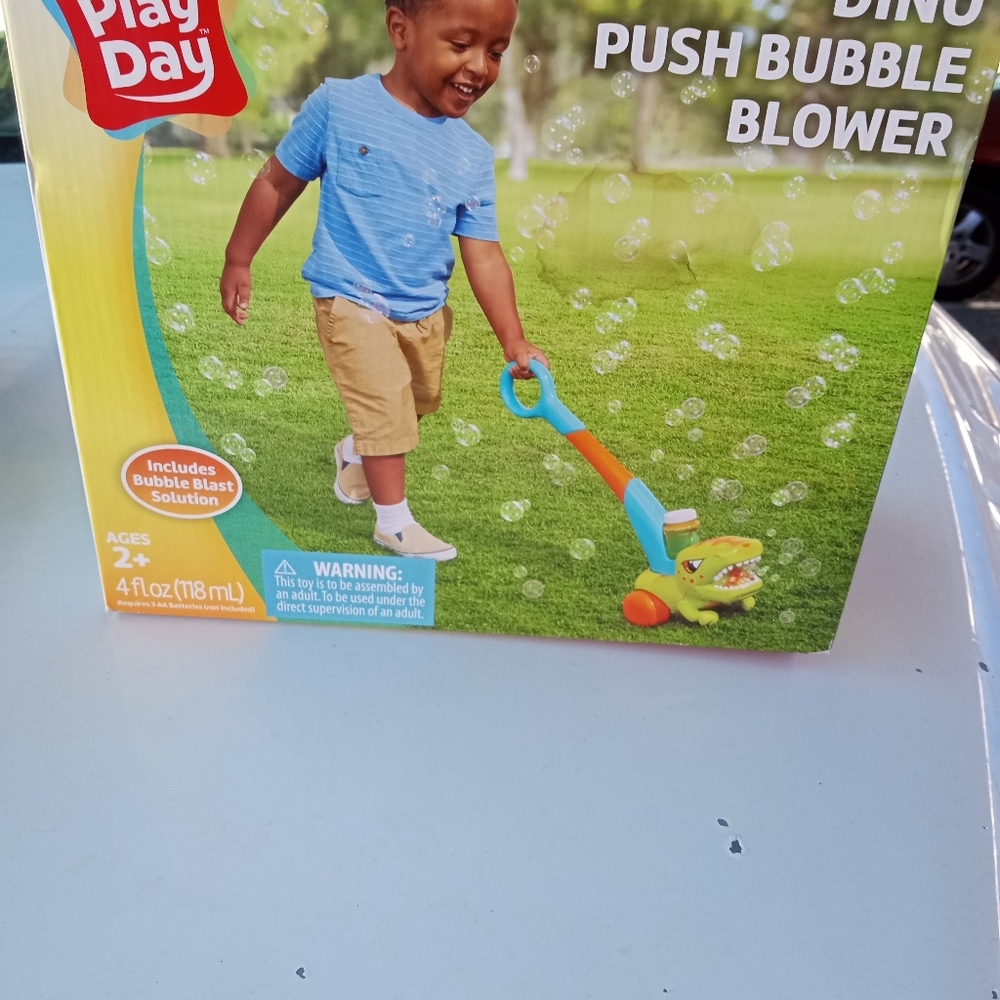Play Day Dino Push Bubble Blower NEW